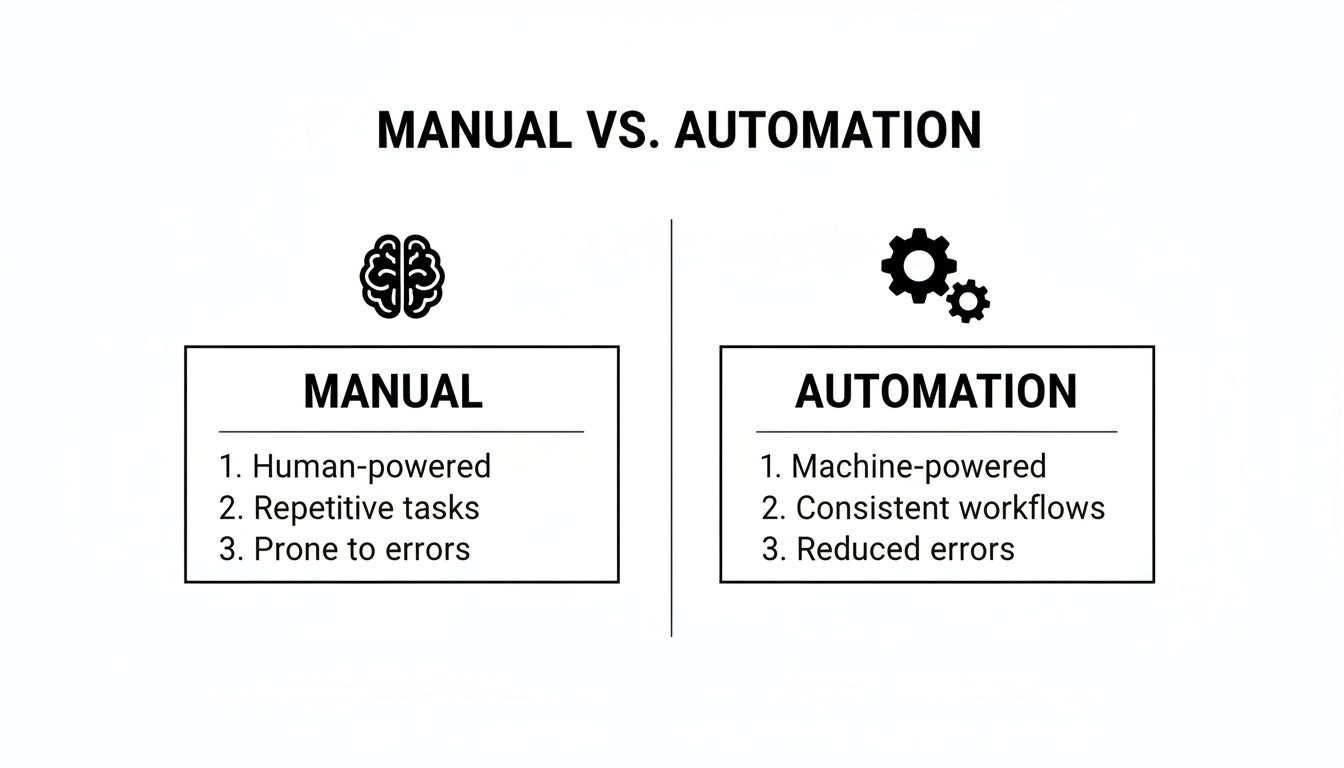 Infographic about automation vs manual software testing