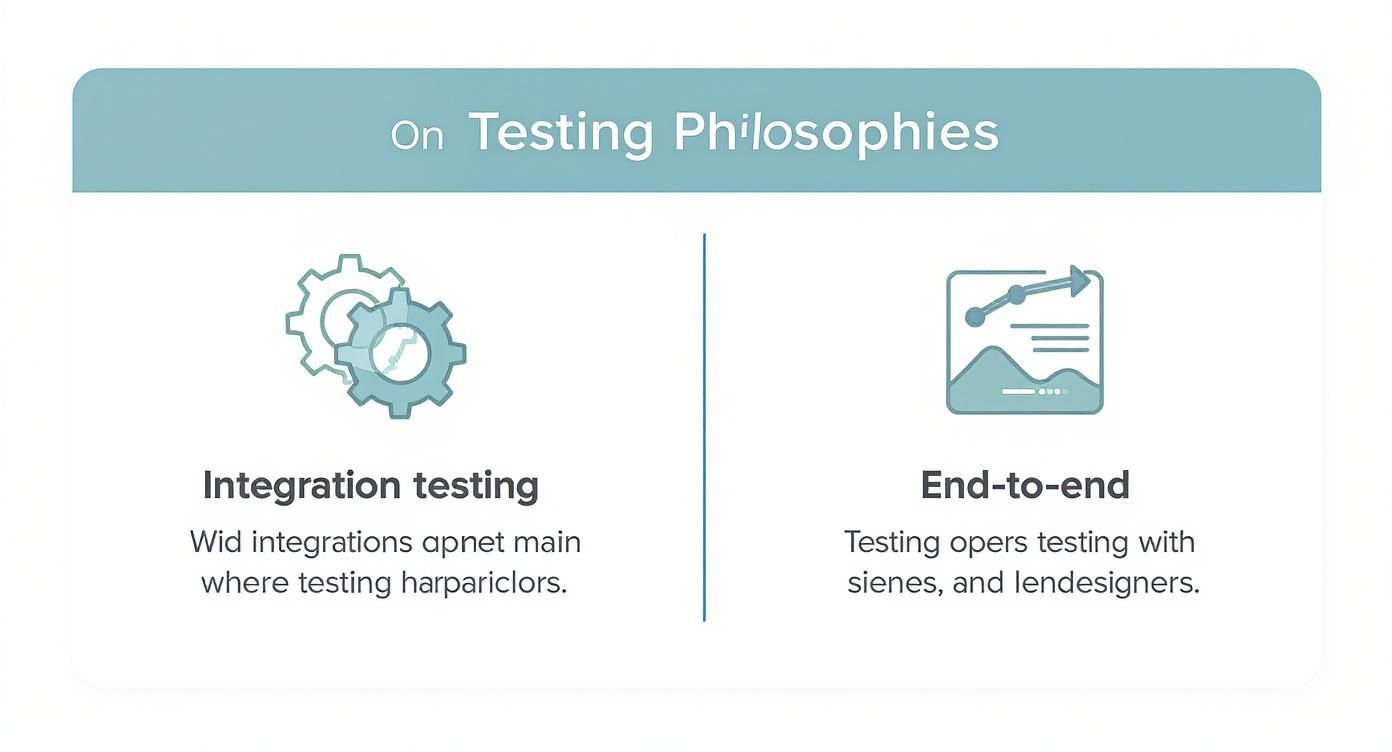 Infographic about integration testing vs end to end testing